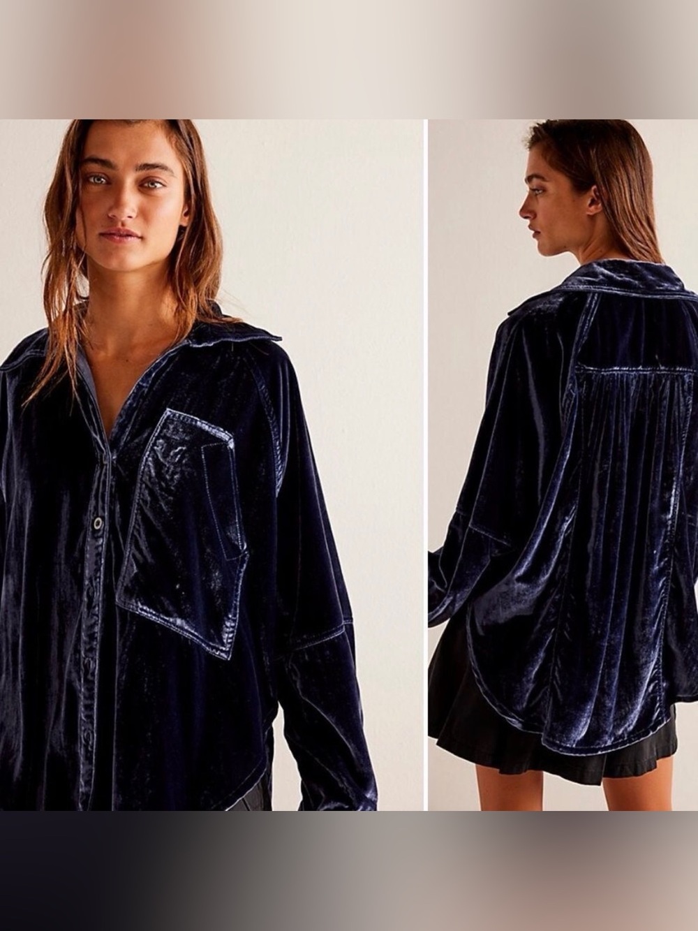 We The Free Night Skies Velvet Button-Front Shirt